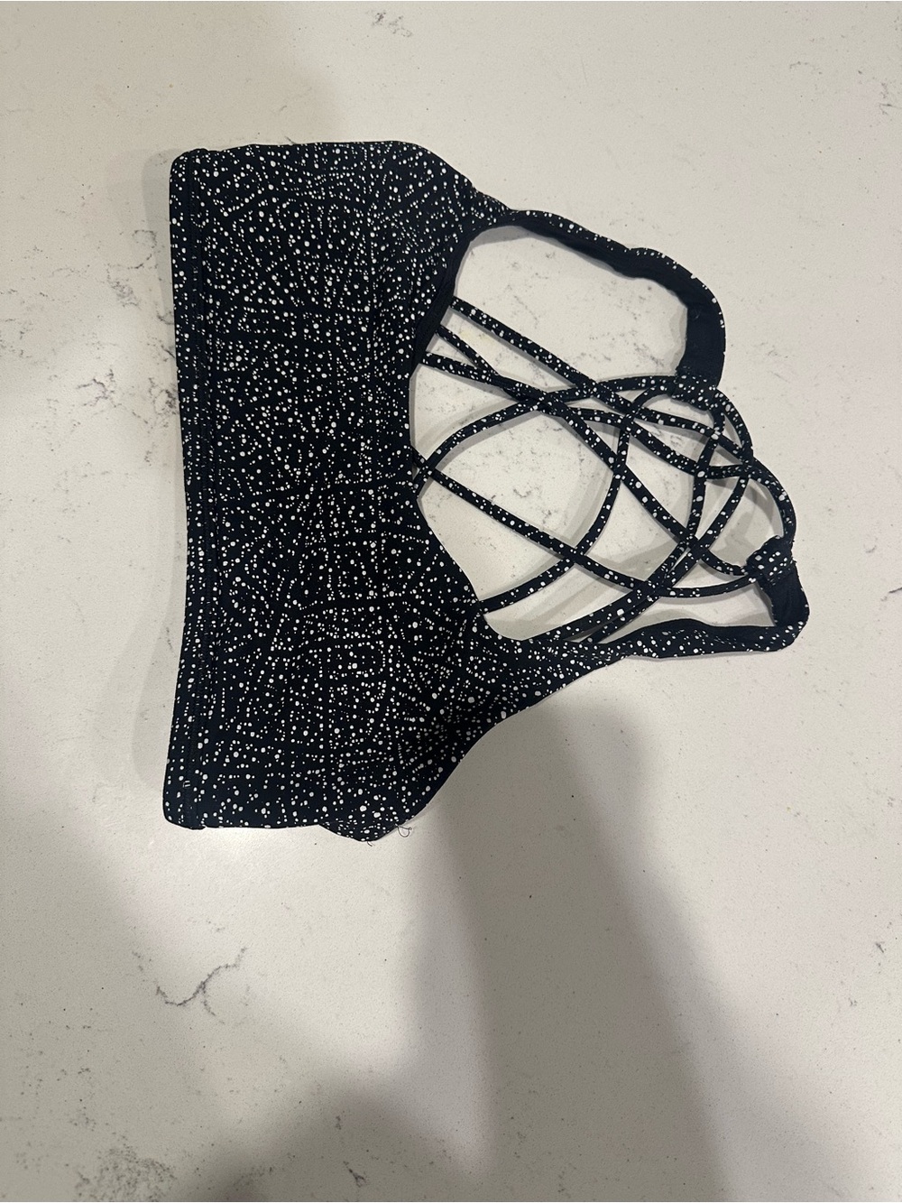 lululemon athletica Black with White Speckle Strappy Sports Bra